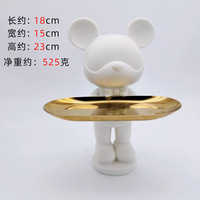 Vente flash Figurine d'ours violent DIY Ours blanc en résine Artisanat Ours fluide avec plateau pour décoration de maison de poupée