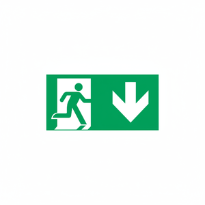Uscita di emergenza verso il basso segno freccia destra-220 in PVC luminescente * 120 mm - Product Image 2