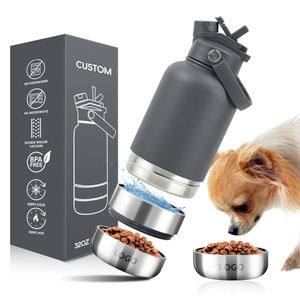 Comedero Portátil para Mascotas de 32 oz con Logotipo Personalizado, Botella de Viaje 3 en 1, Botella de Agua para Perros de Acero Inoxidable - Product Image 1