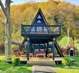 Trên toàn thế giới giao hàng chất lượng tốt Boutique phong cách Modular một khung thép cắm trại Bungalow tam giác Kit nhà cho khách sạn nhà - Product Image 2