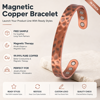 Joyería Magnética de Cobre Puro, Joyería de Terapia Magnética, Brazalete Abierto Ajustable Martillado Vintage, Venta al por Mayor Personalizada