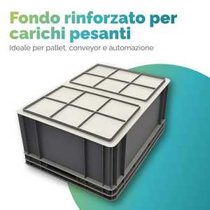 Multipurpose Plastic Storage <b>Box</b> 40x30x27 Cm Stackable Eurobox <b>Container</b> With Handles Grey Colour - Product Image 5