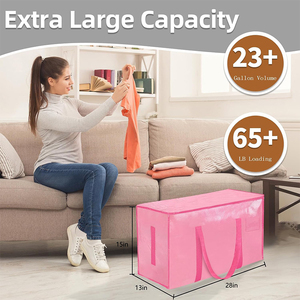 Bolsas de Almacenamiento Impermeables Rosas con Asas y Cierres, Plegables, <span class=keywords><strong>Extra</strong></span> Grandes, Resistentes y Duraderas para Mudanzas en Dormitorios Universitarios - Product Image 3