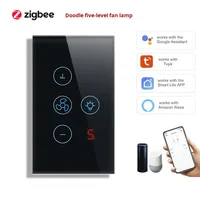 Interrupteur mural tactile WiFi intelligent Zigbee AU/US pour ventilateur et éclairage, contrôle 5 vitesses par thyristor, compatible application, indice IP20, 10A
