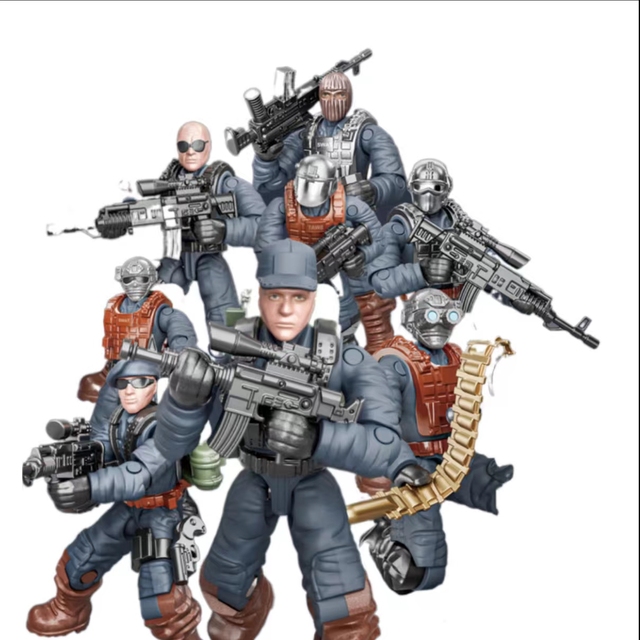 8 in 1 Action Figures Toy Stand Bendable Soldier Figure Model Toy  SWAT Special Police-Figure