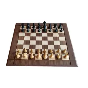 Drueke शैली अखरोट के साथ शतरंज बोर्ड और मेपल/बिसात केवल ठोस लकड़ी से बना/टूर्नामेंट आकार बोर्ड