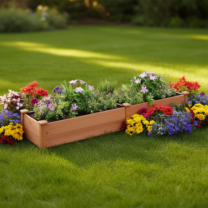 Grand lit de jardin surélevé rectangulaire en bois de sapin massif brun pour arrangements saisonniers extérieurs - Product Image 2