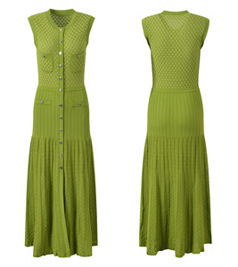 Da donna elegante girocollo senza maniche traforato in maglia Jacquard vestitino monopetto <span class=keywords><strong>lungo</strong></span> - Product Image 5
