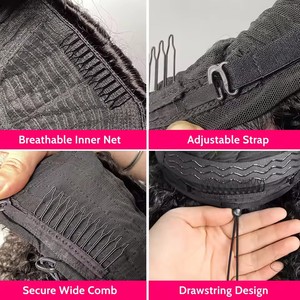 Media Peluca Afro Rizada de Cabello Humano, 200 de Densidad, Sin Costuras, Media Peluca de Cabello Humano Que se Pone y se Quita Fácilmente, Ideal para Principiantes - Product Image 4