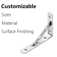 Support d'étagère triangulaire pliable en acier inoxydable robuste, structure stable, pour bibliothèque, fabrication robuste par emboutissage