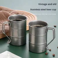 Offre Spéciale 304 chope à bière en acier inoxydable classique argent Sublimation tasse de camping tasse à boire pour les restaurants