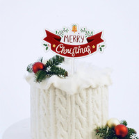Weihnachtliche Kuchendekoration aus Acryl mit Blättern, Kranz und 'Frohe Weihnachten' Aufdruck für Festliche DIY-Backdekorationen