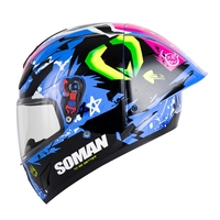 Casque de moto intégral SOMAN New SU11 homologué DOT avec grand spoiler, coque ABS colorée pour la course et la route.