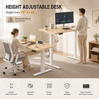 Bureau debout électrique intelligent, moderne, durable et ergonomique, réglable en hauteur, 40x24 pouces, pour bureau à domicile, avec 2 crochets, en érable