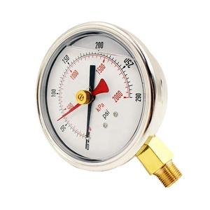 4Inch 100Mm Chất Lỏng Đầy Công Nghiệp Chống Sốc Lười Biếng Tay Analog Thép Không Gỉ Quay Số Đồng Hồ Đo Áp Lực Với Đỉnh Giữ Con trỏ - Product Image 3