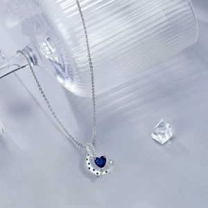 2025 gran oferta de alta calidad Luna estrella corazón con cristal azul collar con colgante de plata celestial para mujer - Product Image 3