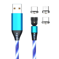 Câble USB lumineux 3 en 1 tendance |   Câble de charge magnétique rotatif à 540° pour appareils Type-C, Micro USB et iPhone
