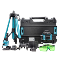 Niveau laser croisé numérique portable 4D 16 faisceaux verts sans fil 360° avec trépied