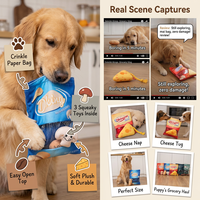 Jouets pour chiens en peluche 2-en-1 en forme de sac de collation froissé, couineurs, avec motifs Biscuit, Fromage, Café, Noix mélangées, jouets à mâcher interactifs pour chiots, jouets pour animaux de compagnie durables