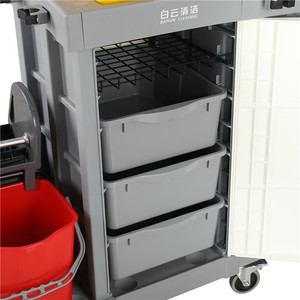 Carrito <span class=keywords><strong>de</strong></span> Limpieza Multifuncional Baiyun AF08181A para Hotel, Carro <span class=keywords><strong>de</strong></span> Conserjería con 3 Estantes para Productos <span class=keywords><strong>de</strong></span> Limpieza - Product Image 3