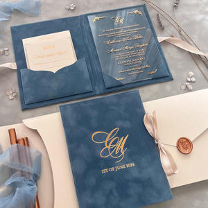 ซองใส่การ์ดเชิญงาน<span class=keywords><strong>แต่ง</strong></span><span class=keywords><strong>งาน</strong></span>สไตล์ยุโรปกำมะหยี่สีเทาอมฟ้าแบบกำหนดเอง พร้อมบรอนซ์พิมพ์โลโก้ ตัวเลือกสำหรับการ์ดอวยพร - Product Image 4