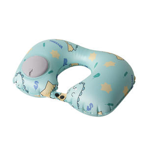 Almohada inflable para el cuello en forma de U con diseño de dibujos animados, almohada de viaje portátil con función de refrigeración para uso general, material de poliéster - Product Image 2