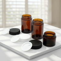 120ml 120g 4 oz Bocaux en verre ambré à face droite avec couvercle en plastique