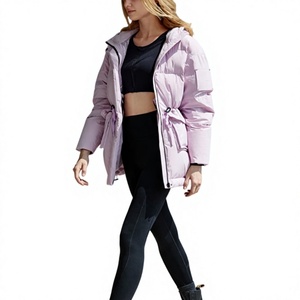 Women's Long <b>Quilted</b> Hooded <b>Jacket</b> With Detachable Hat Full Sleeve Polyester Wadding Winter Outerwear Thick Pockets - Product Image 6