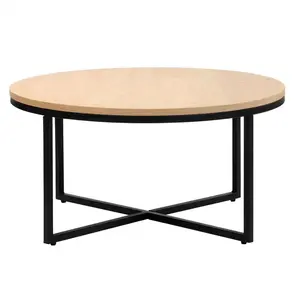 Mobilier de maison bureau cadre en métal centre table basse ronde et table d'appoint table d'appoint en bois pour meubles de salon