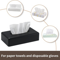 Couverture de boîte à mouchoirs à main rectangulaire noire distributeur de papier facial mural salle de bain vanité cuisine table de nuit voiture de bureau