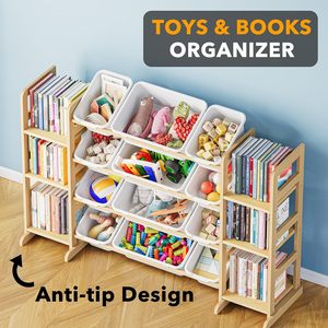 <strong>Toy</strong> Storage <strong>Organizer</strong> With 4 Shelves And 12 Bins <strong>Toy</strong> <strong>Organizers</strong> Storage Bookshelf <strong>Kids</strong> Bin Shelf <strong>Toys</strong> Box Bookcase For Bedroom - Product Image 5