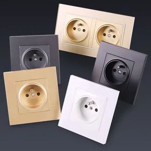 Newly Designed 16a European Union Standard Electrical French Socket Glass Panel Wall Socket