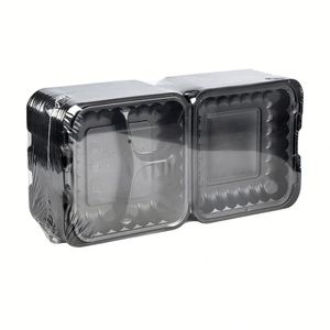 กล่องอาหารแบบใช้แล้วทิ้ง PP ขนาด 8x8 นิ้ว 3 ช่อง ยี่ห้อ Brand - Product Image 1