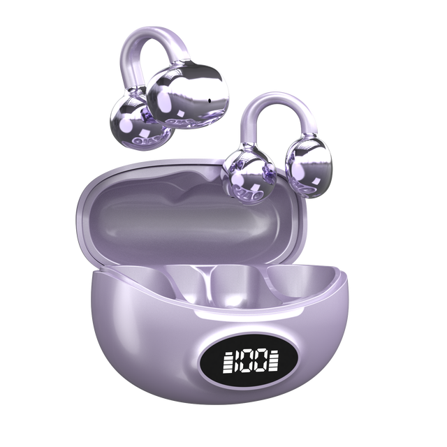 W19 Open Ear Wireless Sports Earbuds LED Digital Display BT5.4 AI Noise Reduction Battery Air Conduction Clip-On for Running