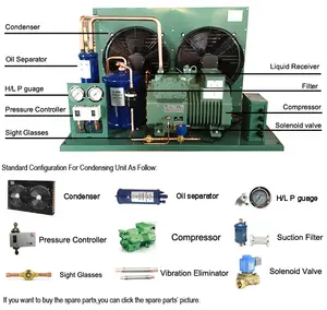 Unidade de condensação de refrigeração com compressor de sala fria, 25 hp, 30 hp, 35 hp, de alta qualidade, adequada para cenários de refrigeração