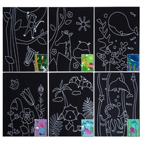Jeu de cartes en papier pour colorier, peinture magique avec carreaux, dessin animé mignon, Zoo, mer, animaux, apprentissage de la peinture artistique pour enfants