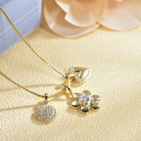 Collier avec pendentif en forme de cœur de fleur plaqué or non ternissant Kirin, pendentifs fins en zircon pour femme