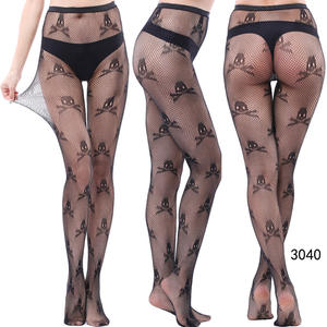 Zs2630 Halloween Sexy Jacquard résille bas haute élastique <span class=keywords><strong>semi</strong></span>-<span class=keywords><strong>collant</strong></span> avec maille crâne <span class=keywords><strong>opaque</strong></span> tricoté collants - Product Image 6
