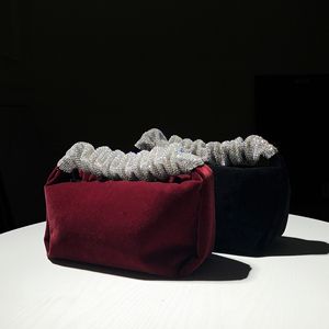 High Quality Handmade Velvet Evening Bag Rhinestone Banquet <b>Clutch</b> Diamond Handbag for Women - Product Image 1