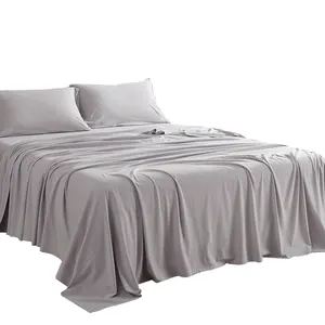 Hotel Good Quality Sateen Plain 300 Thread Count 100% Cotton Full Size Bed Sheets Sets
