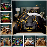 Drap de lit de luxe Simba Lion King 3D housse de couette taie d'oreiller draps ensemble de literie