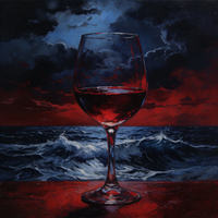 Peinture à l'huile sur toile moderne impressionniste, motif verre à vin, peinte à la main, texture épaisse, nature morte, pour décoration murale de salle à manger