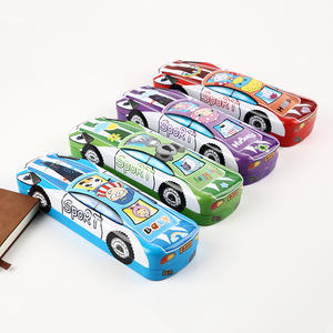 CHXN <span class=keywords><strong>Bo</strong></span>îte de papeterie mignonne pour petites voitures, <span class=keywords><strong>bo</strong></span>îte à stylos en fer de grande capacité, crayon créatif double couche de dessin animé pour l'école primaire - Product Image 2