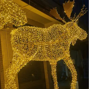 Christmas Elk Cart Shape Light Luminous Deer Lighting Iron Decorative Led Motif Lights
