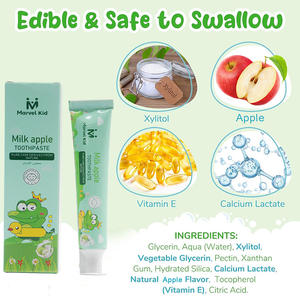 Nouvel Arrivage Etiquette Logo Personnalisé Lait de Pomme Biologique Xylitol <span class=keywords><strong>Comestible</strong></span> <span class=keywords><strong>Dentifrice</strong></span> pour Enfants <span class=keywords><strong>Dentifrice</strong></span> pour Enfants - Product Image 4