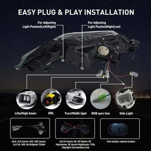 ไฟหน้า HETOP <span class=keywords><strong>Camry</strong></span> ปี 2018-2023 อัพเกรด RGB LED พร้อมไฟ DRL  ไฟเลี้ยว  เลนส์ไฟหน้า  ไฟหน้าดัดแปลงสำหรับ Toyota - Product Image 3
