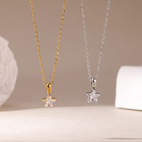 Collar con Colgante de Circonita Cúbica Tallada en Forma de Estrella, Acero Inoxidable 316L, Baño PVD en Oro y Plata, Antideslustre, Joyería Minimalista Celestial para Mujer, Regalo, OEM