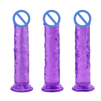 Vente en gros de gros dildo réaliste en silicone cristallin, personnalisé, pas cher, pour femmes et hommes
