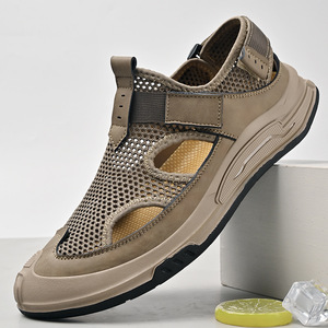 Chaussures d'été 2026 pour hommes en maille respirante, en cuir évidé, à semelle souple antidérapante, à bout fermé, pour l'extérieur et décontractées - Product Image 3