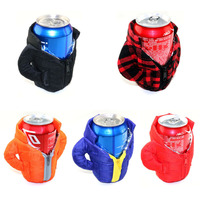 Canette de bière isotherme réutilisable et écologique, de forme personnalisée, avec design de t-shirt et de gilet zippé